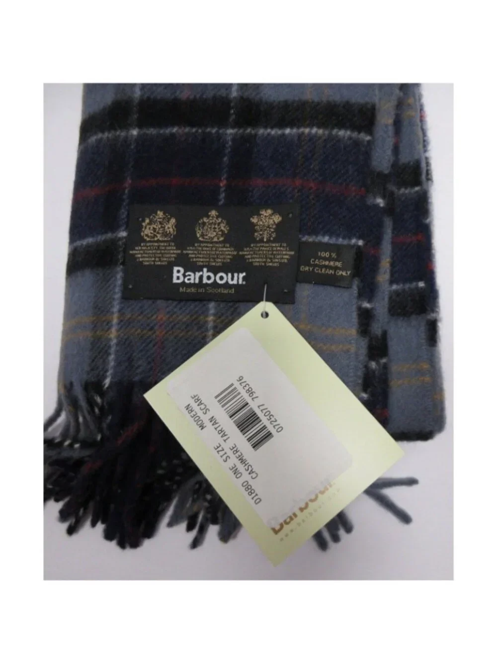 Barbour Scarf OS Cashmere Tartan Plaid Fringe Made In Scotland NEW
